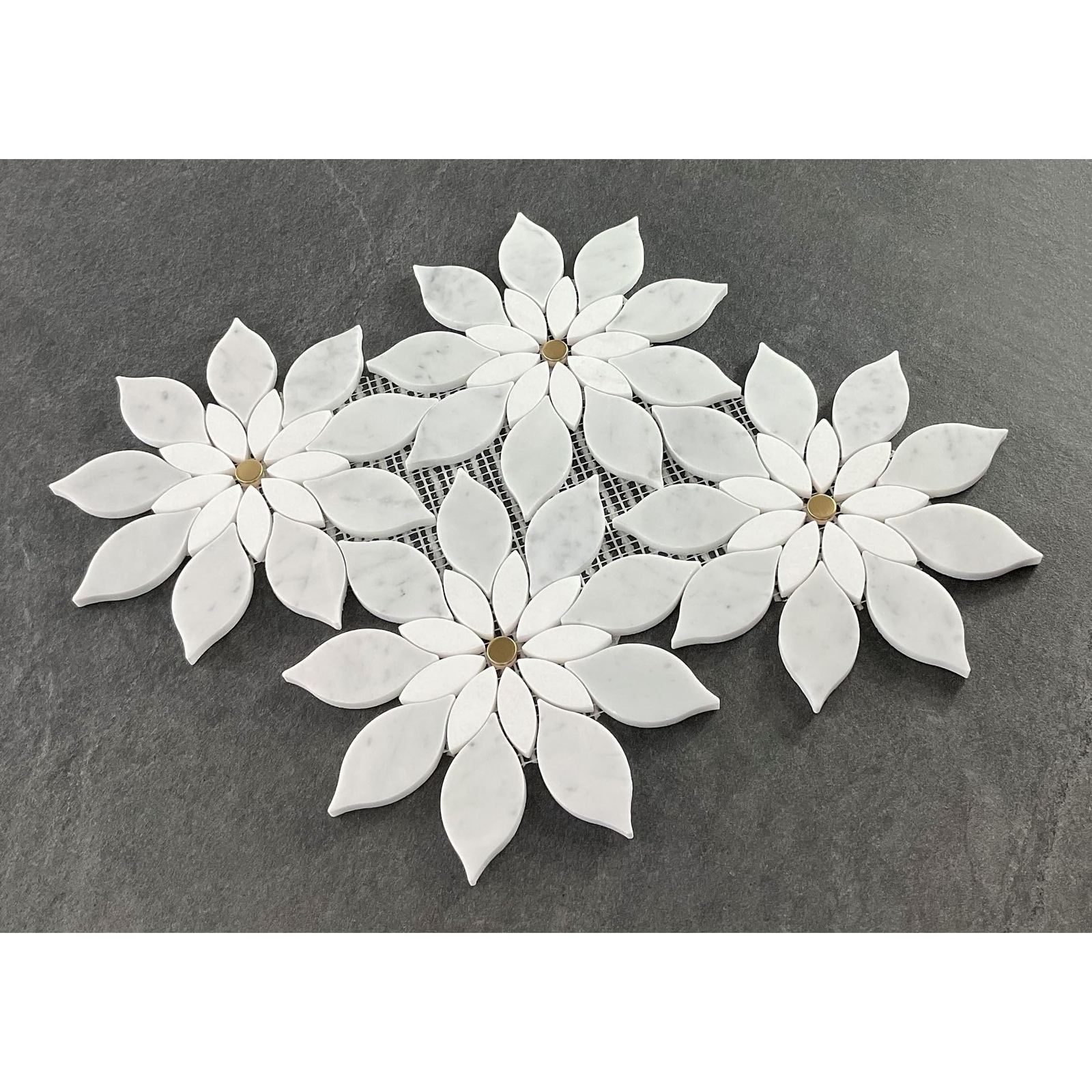 Flower attern Waterjet Marble Mosaic Wall Tiles Case 7 Sheets White Irregular