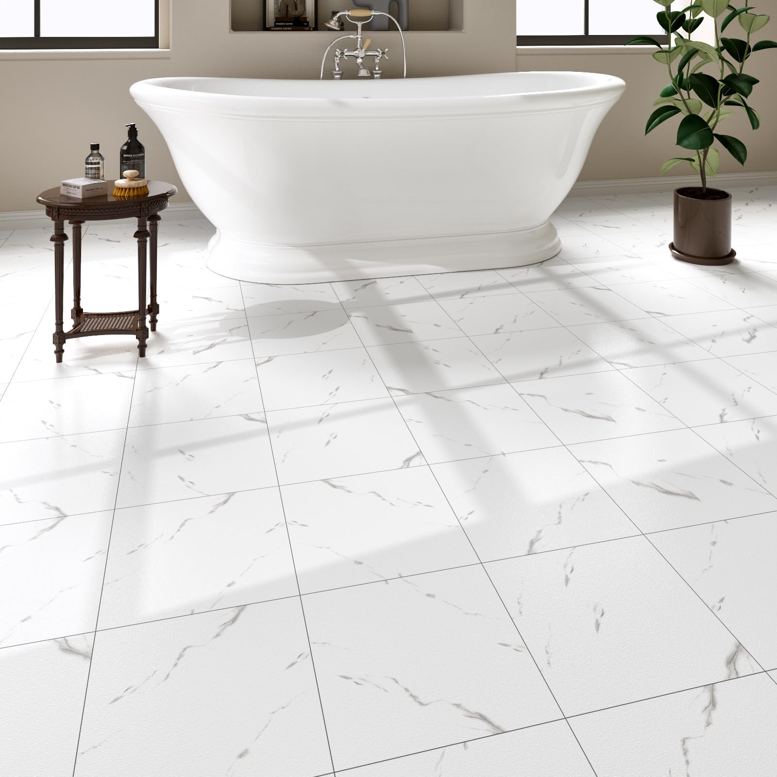 40 Pack Cover 40 Sq.Ft Peel and Stick Floor Tiles, 12” x 12” Self Adhesive Vi…