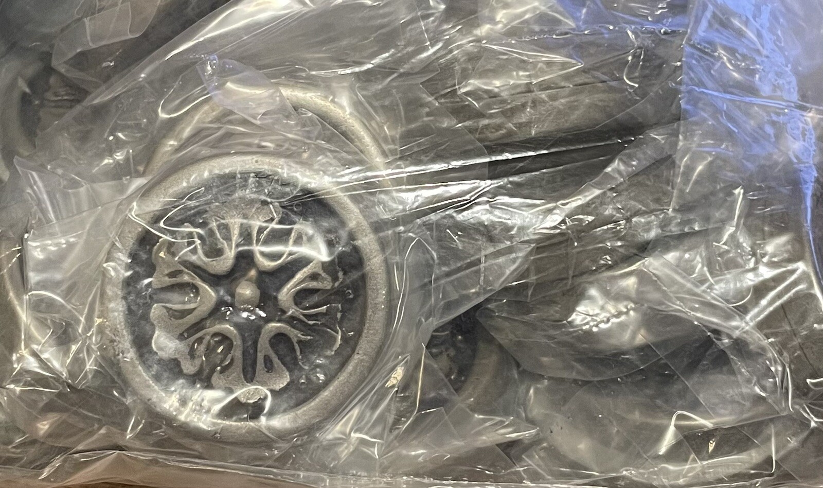 Metallic Pewter Color Resin Medallion Accent Wall Tile Bag Of 50 Pieces Unused