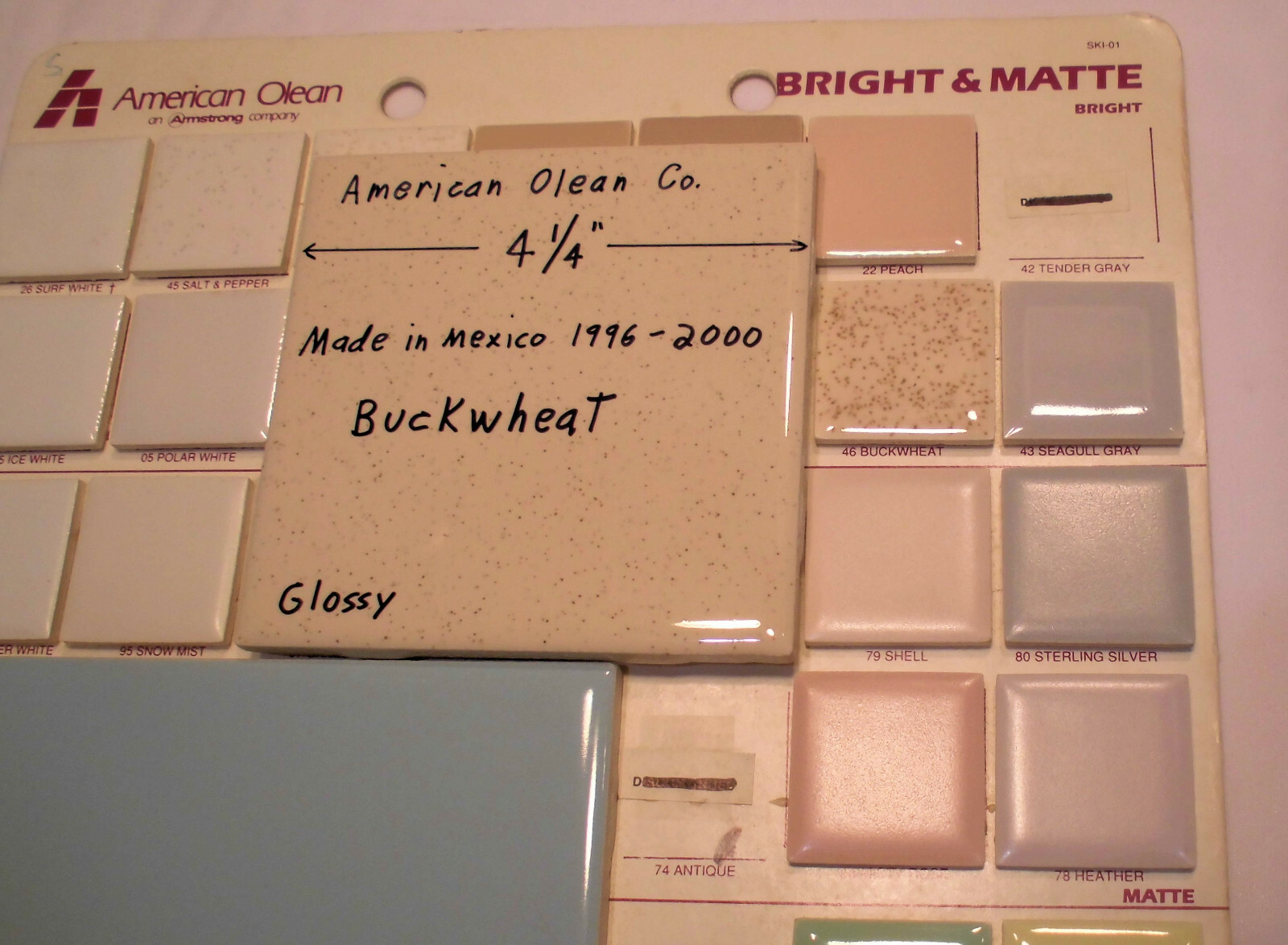 1 pc. Buckwheat Glossy Ceramic Tile #46 by American Olean 4-1/4″ New Version