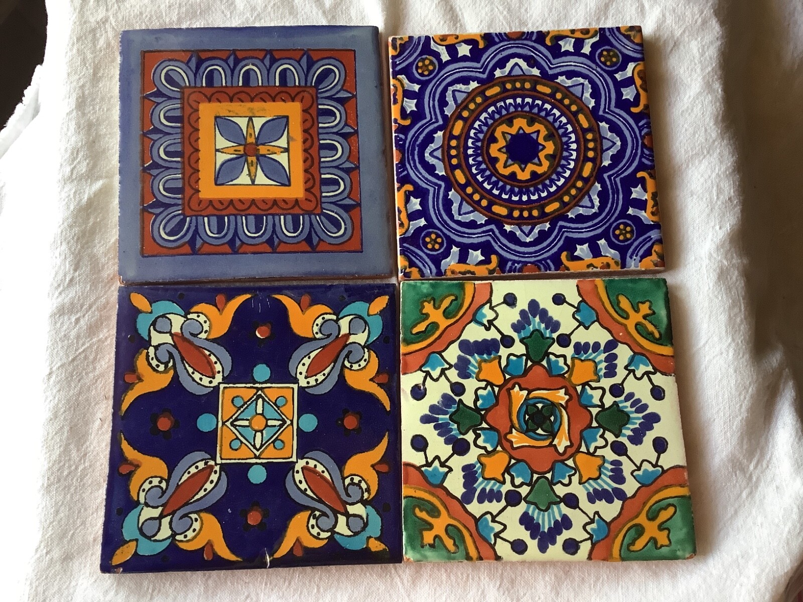 Mexican Tile 4×4″ Various colorful Tiles or Outdoor Coasters Set/4