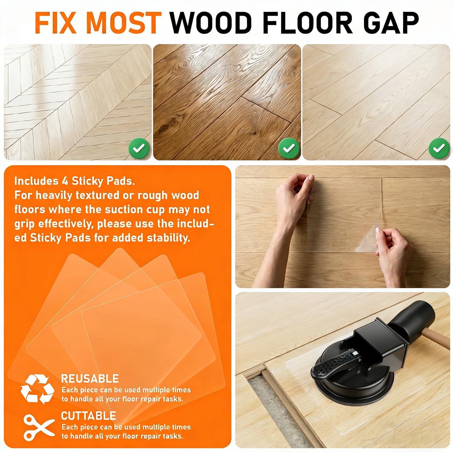Starlume Floor Gap Fixer Tool Fix Floor Gaps In 2 Steps 5 Sticky Pads For