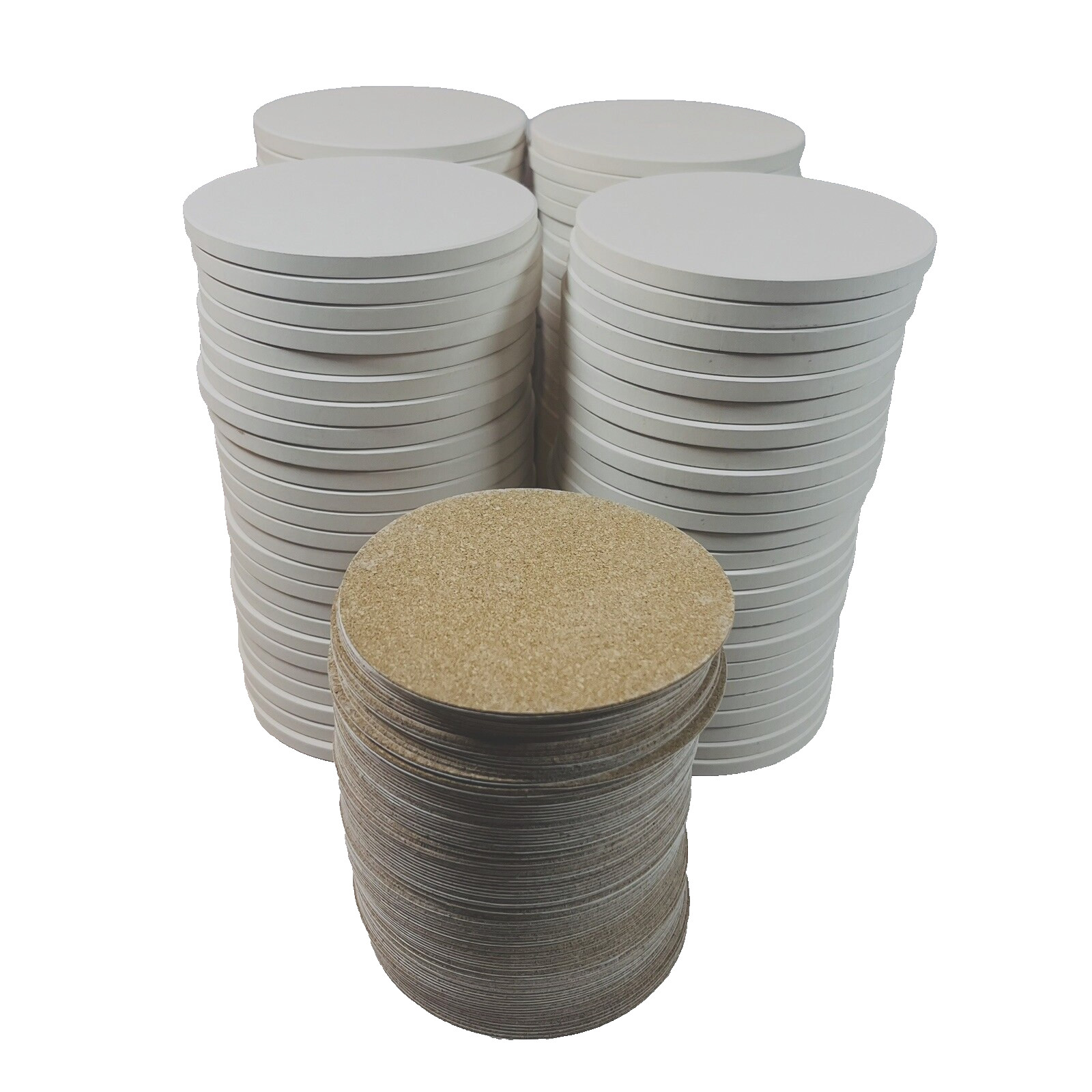 100 Pack Round Ceramic Unglazed Tiles w/ Cork Backing Pad, Coasters Craft Paint