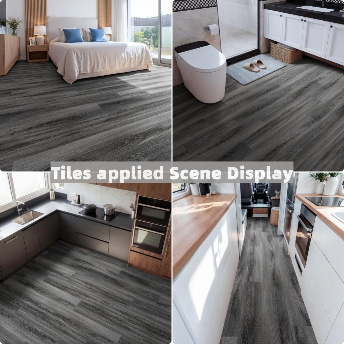 Peel and Stick Vinyl Flooring, 36-Pack 54 Sq.Ft Wood Grain Waterproof Rigid C…