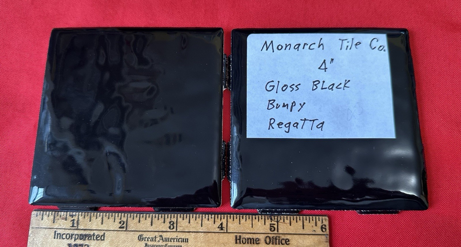 4 Pieces: Dark Rich Gloss Black: 4″ Very Bumpy Ceramic Tile by Monarch Co. NEW