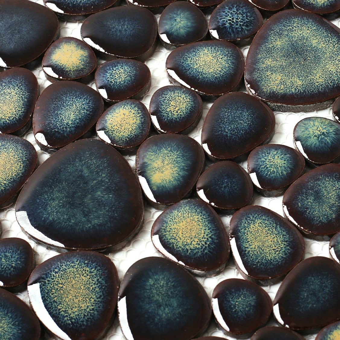 Blujellyfish Pebble Stone Tile for Shower Floor Bathroom Backsplash Accent Wa…