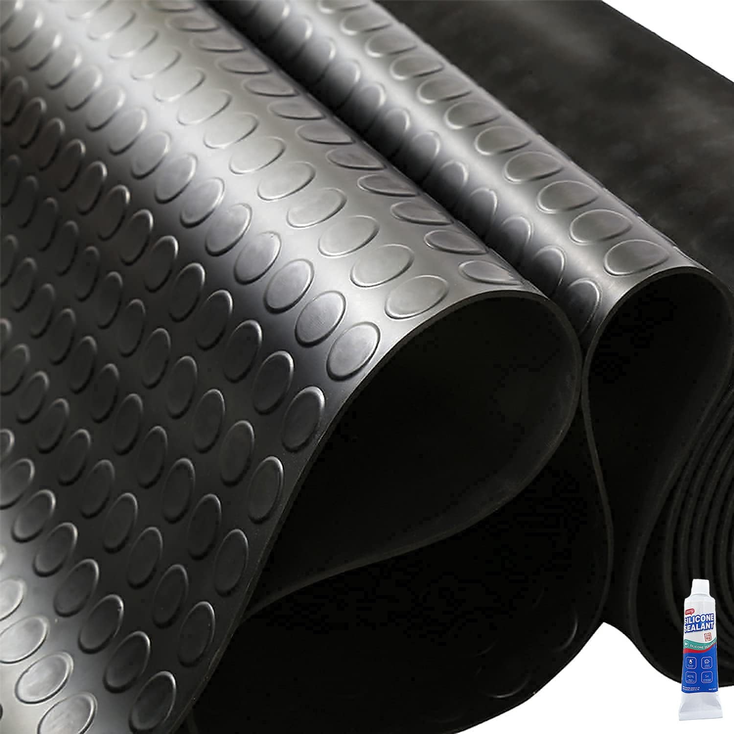 ZERITO Heavy Duty Coin-Grip Rubber Flooring Roll 4×6 FT, Multi-Purpose Waterproo