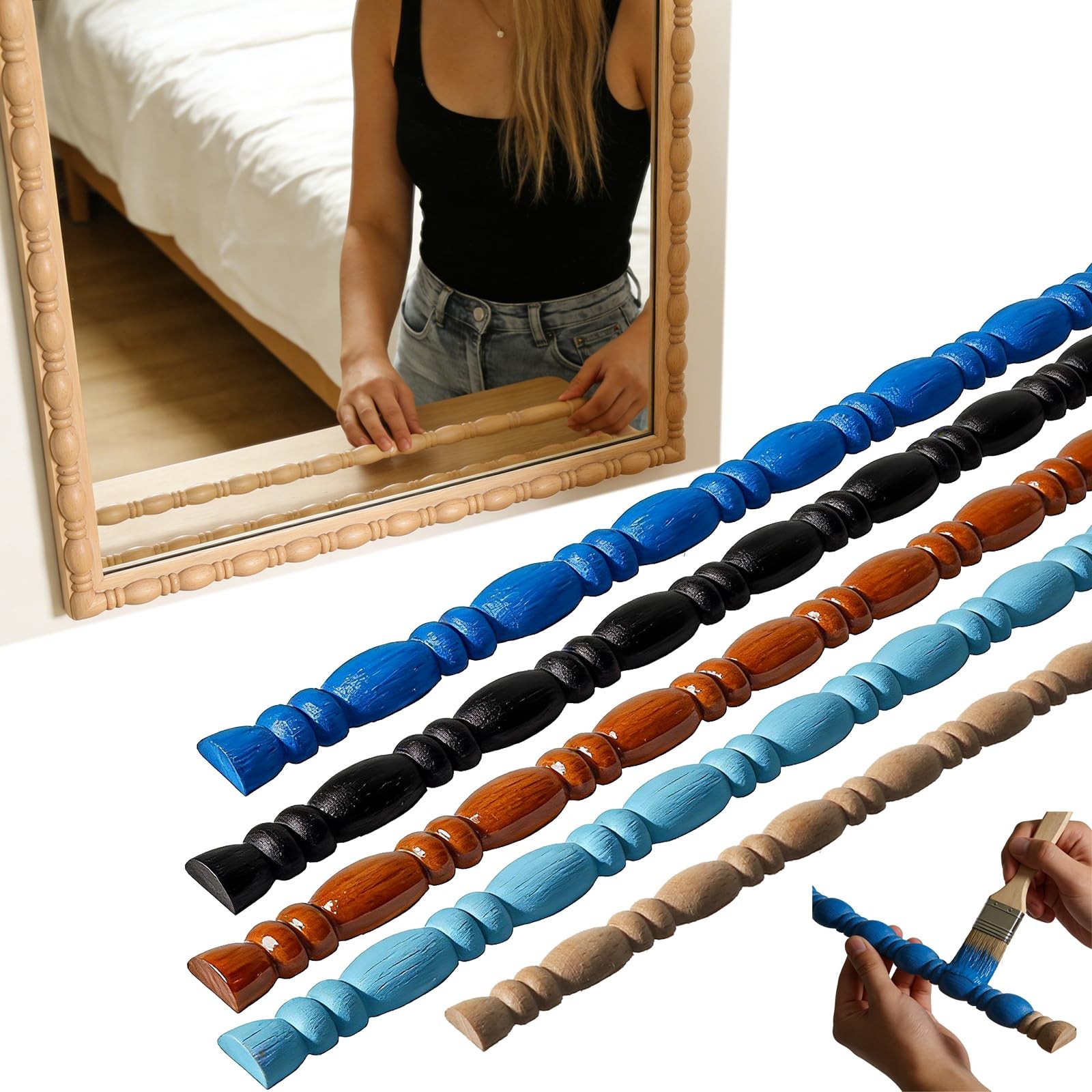 13 Pcs Unfinished 3D Decorative Wood Trim Molding 15.75 Inch Decorative Wood …