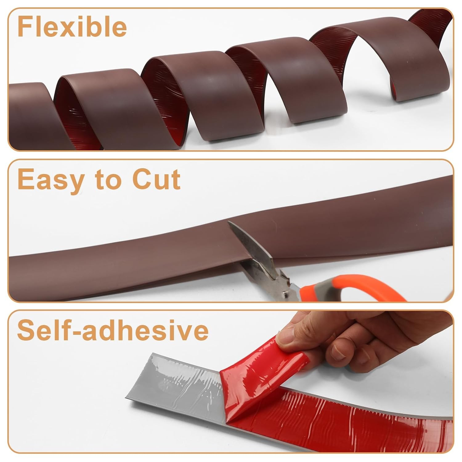 Floor Transition Strip – Self Adhesive Vinyl Flooring Trim for Carpet, Tile &