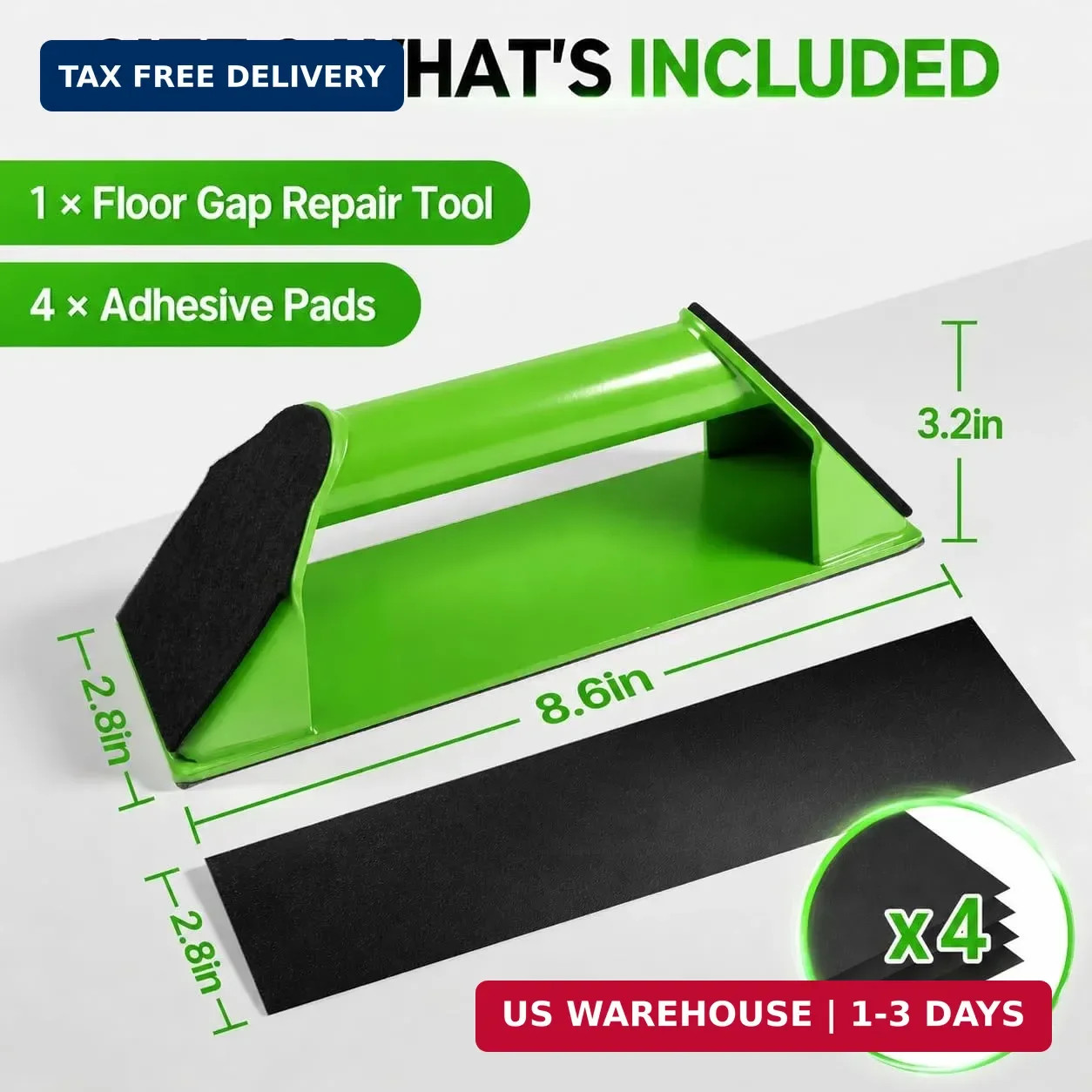 Floor Gap Repair Tool -Heavy Duty Iron Floor Gap Repair Tool with 4 Washable Reu