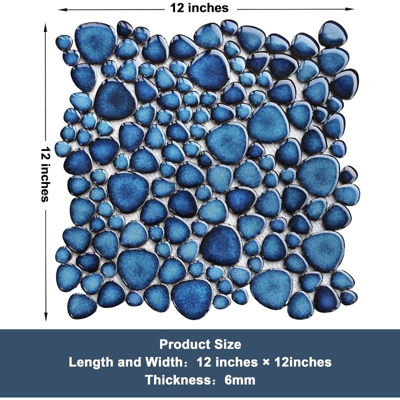 Blue Pebble Tiles for Shower Floor Bathroom Floor Wall Mosaic Tile