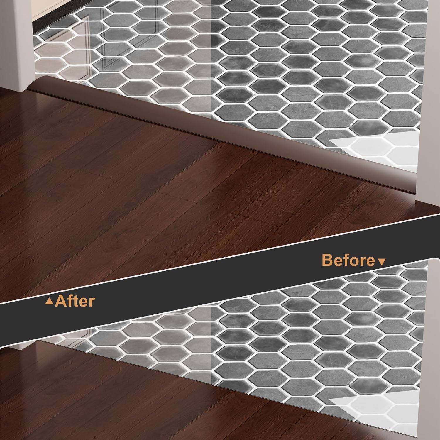 Floor Transition Strip – Self Adhesive Vinyl Flooring Trim for Carpet, Tile &