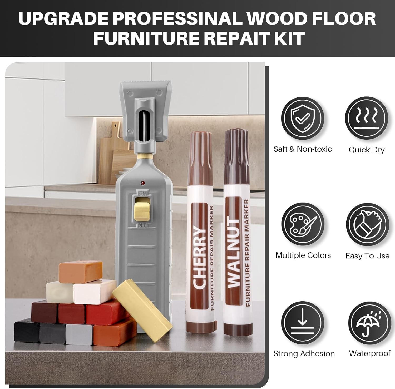 Vinyl Floor Repair Kit with Heat Pen – 11 Colors Laminate Wood Floor Repair K…