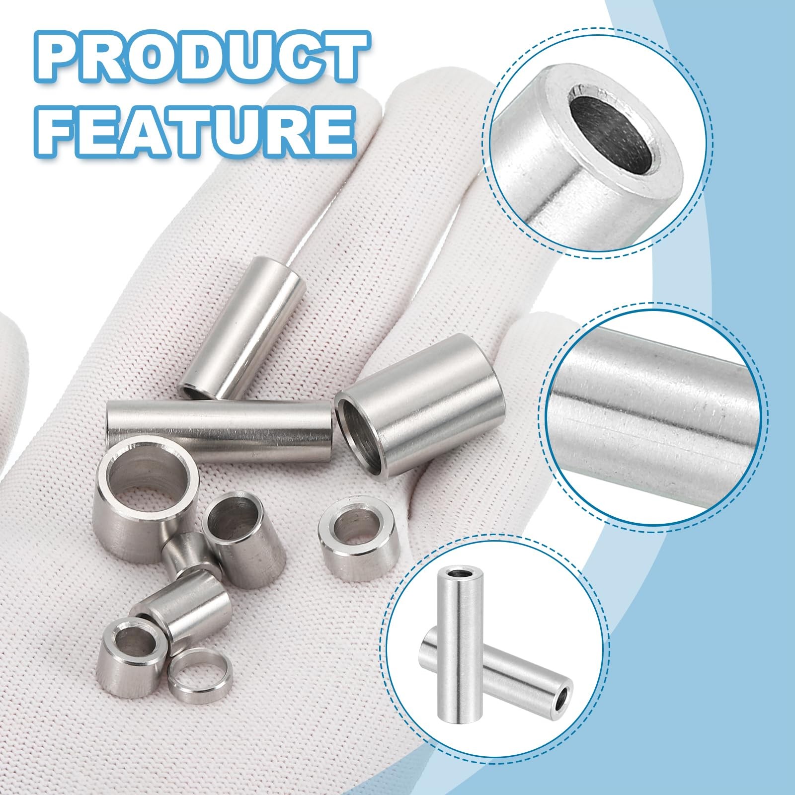 PATIKIL M8 Stainless Steel Spacers, 8mm ID x x 10mm OD x 4mm, Silver