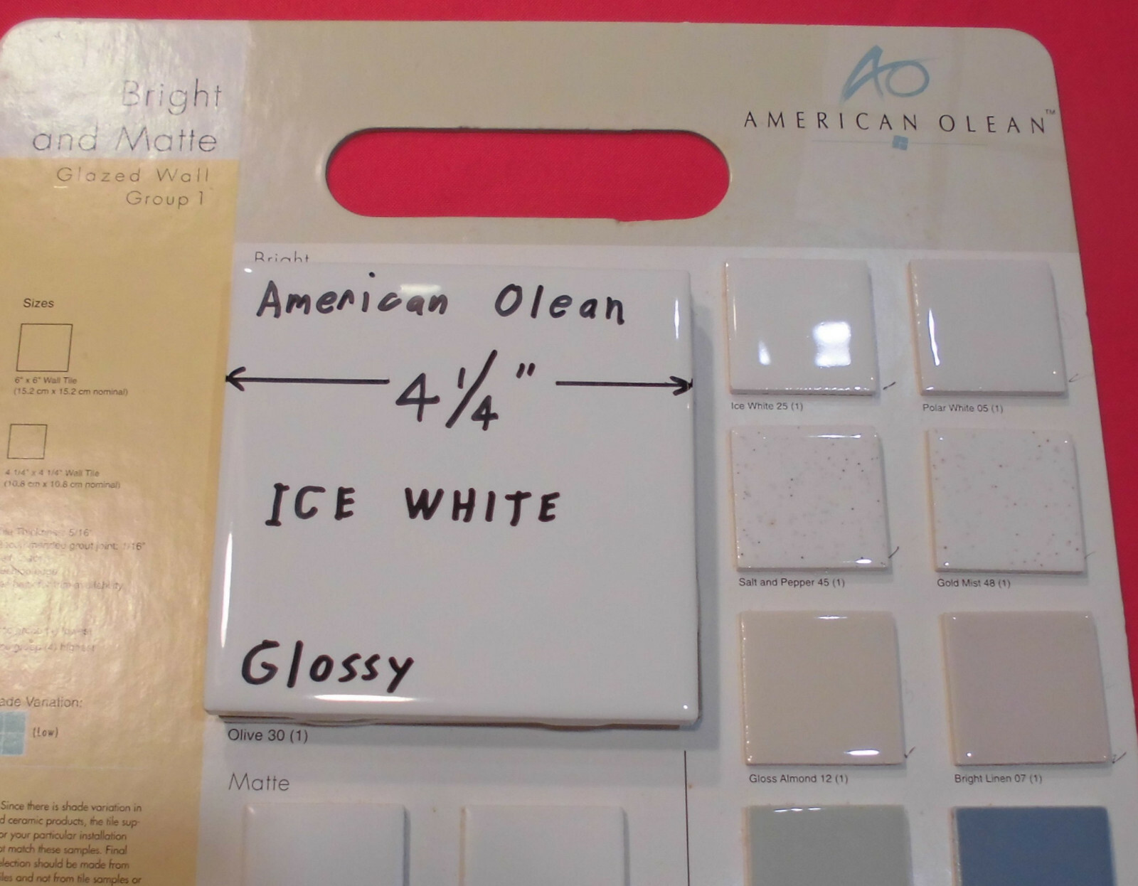 12 pcs. Glossy *Ice White* Ceramic Tiles by American Olean…4-1/4″ Brightest