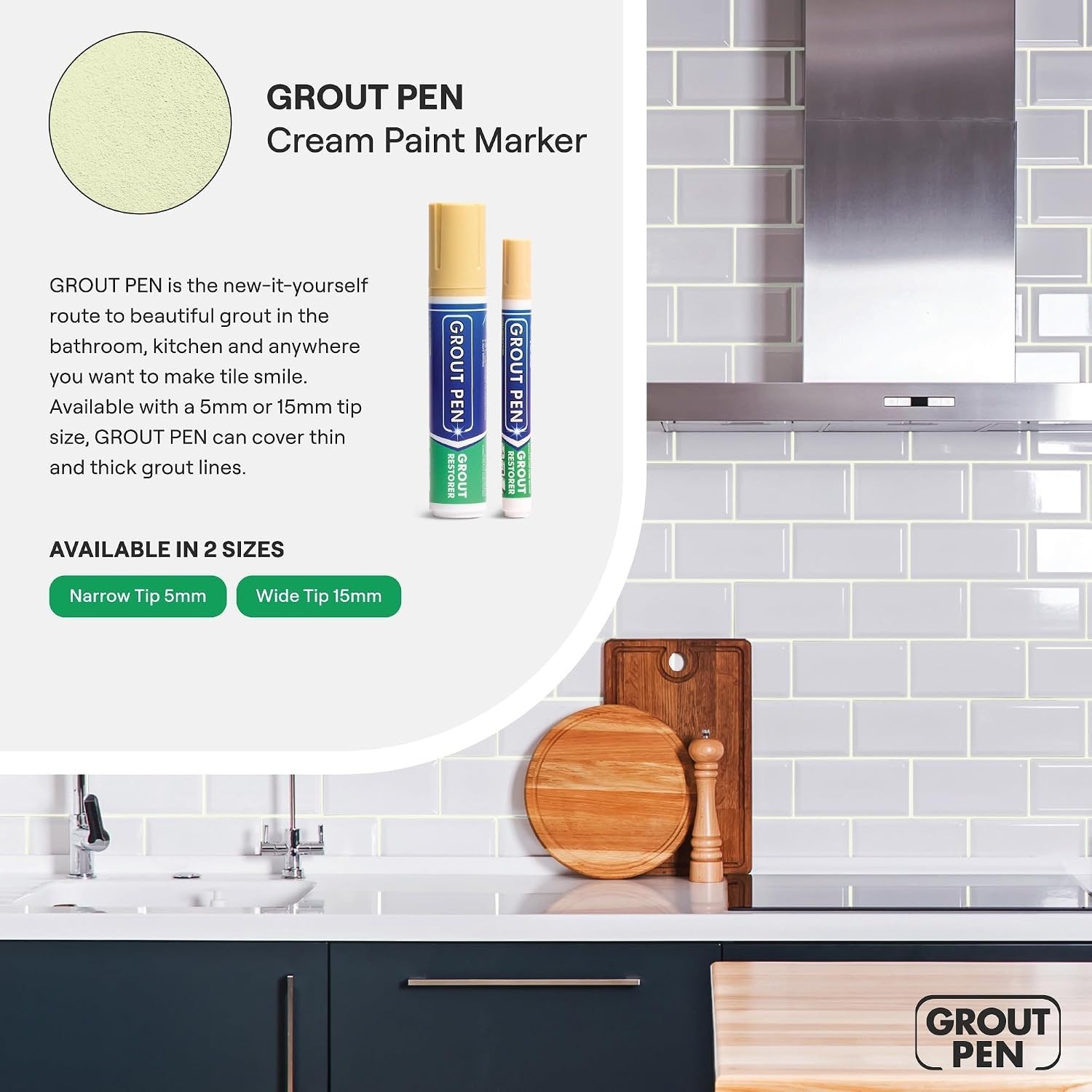 2-Pack Cream Grout Pen – Waterproof Tile Colorant for Easy Grout Restoration