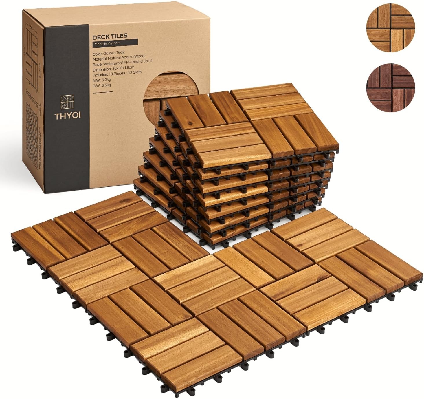 Stylish Golden Teak Interlocking Deck Tiles – Perfect for Backyard Elegance