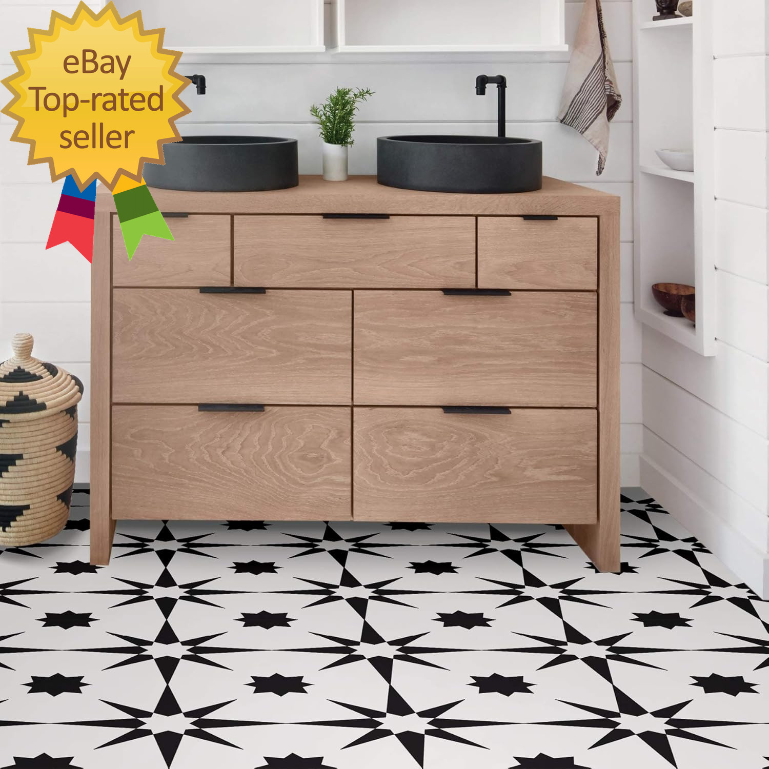 FP2948 Altair Peel & Stick Floor Tiles Black 12″L x 12″W x 0.06″T
