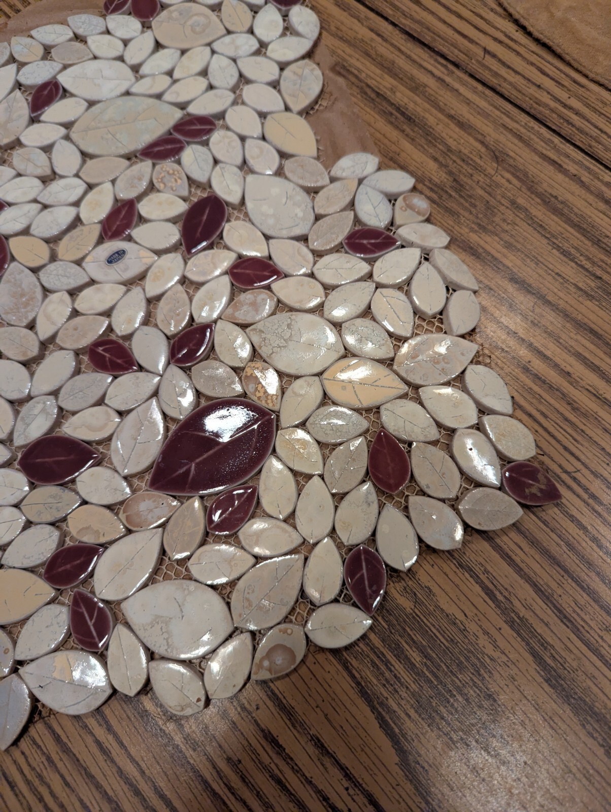 Vintage Made In Japan Multi-Color Porcelain Leaves Wall Tile Floor Pool Tile