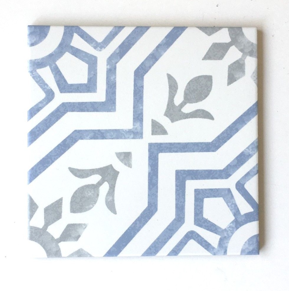 8×8 Bijoux Bleu Porcelain Pattern Art Deco Retro Modern Floor Tile (10PCS BOX)