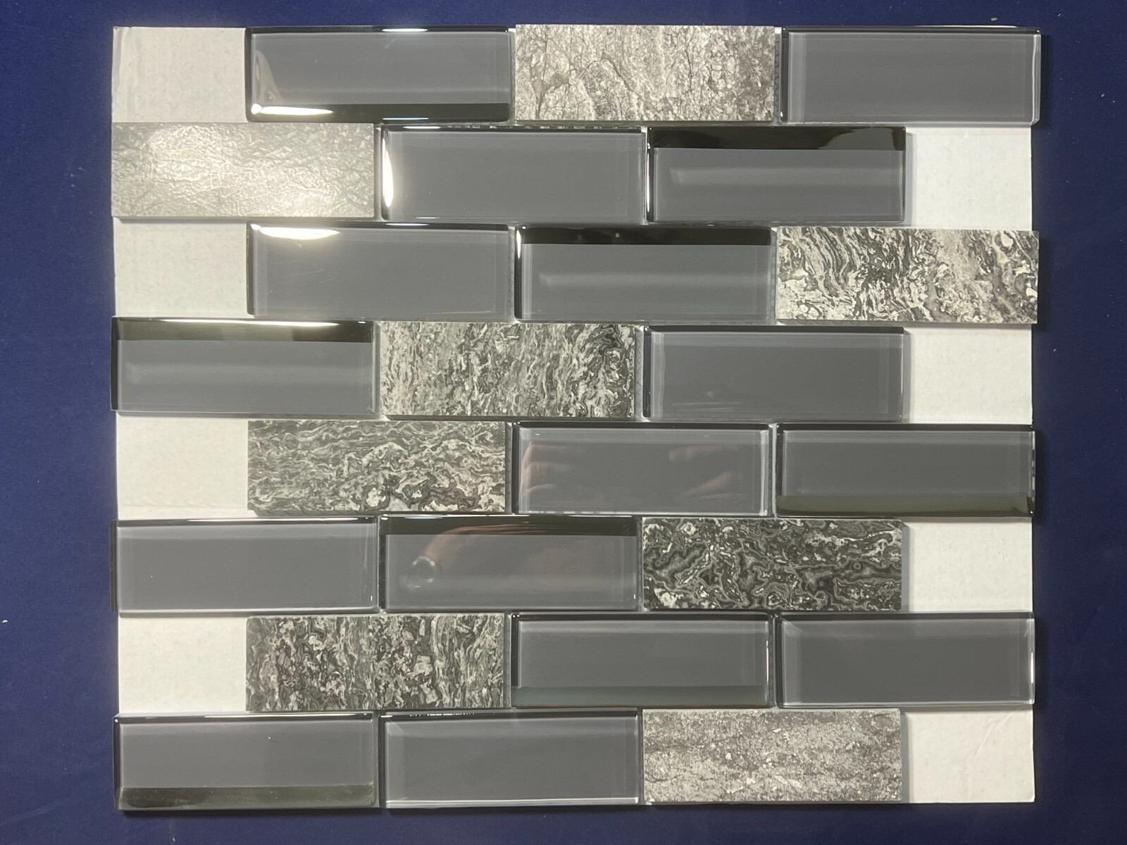 CA17N Grey Glass Marble Rectangle Mosaic Tile Kitchen Bathroom Backsplash 7 pcs