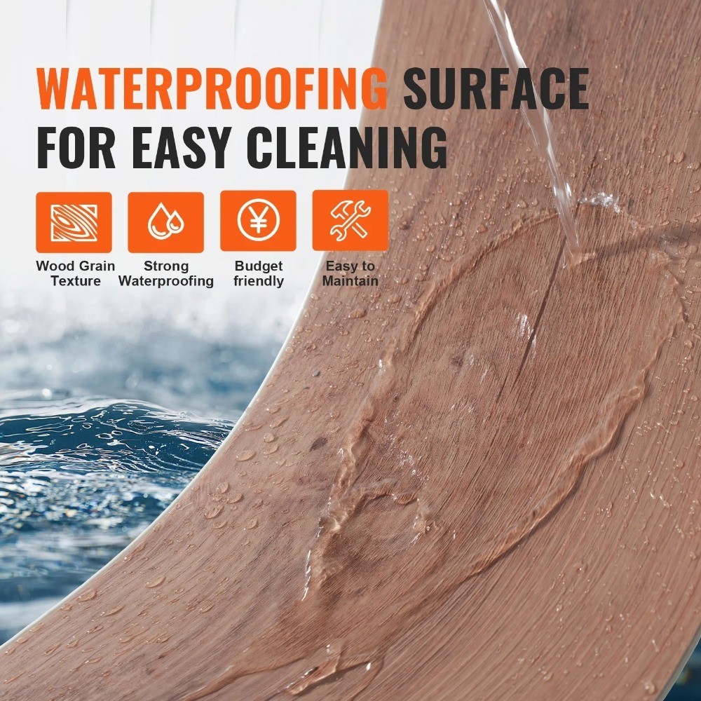 Deep Brown 48×7.3″ Snap-On Vinyl Tiles, 10 Pcs, 5.5mm for DIY Flooring
