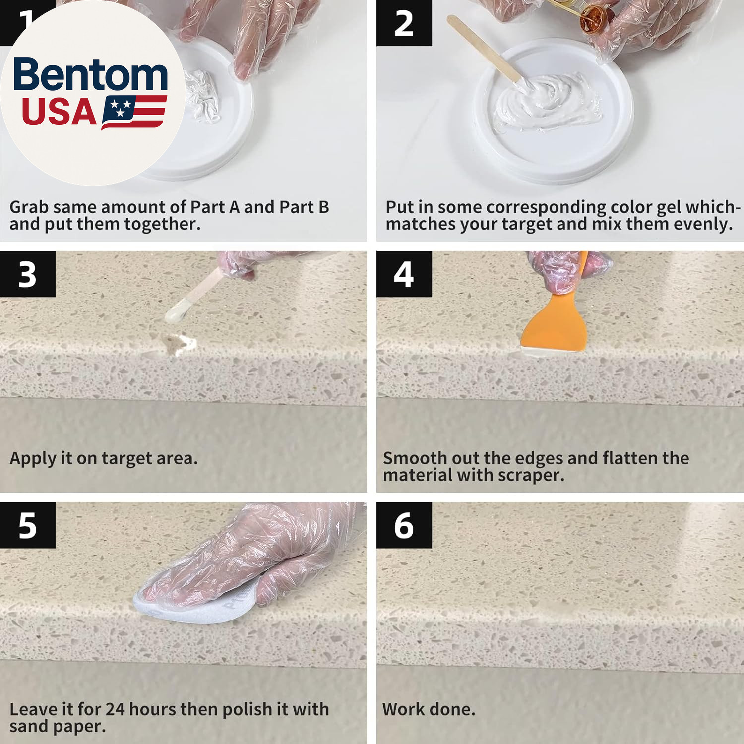 Tile and Granite/Marble Repair Kit, Porcelain Stone and Quartz Countertops Repai