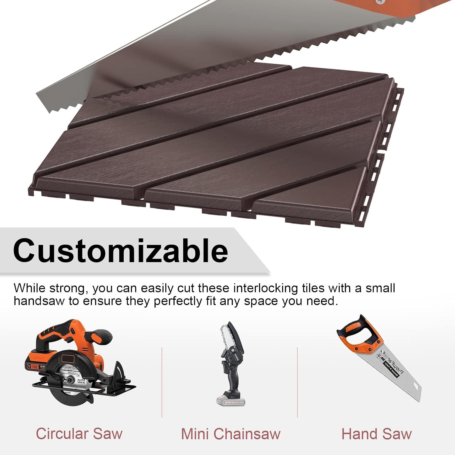 Heavy-Duty Waterproof Outdoor Deck Tiles – 12″x12″ Interlocking Patio Pavers