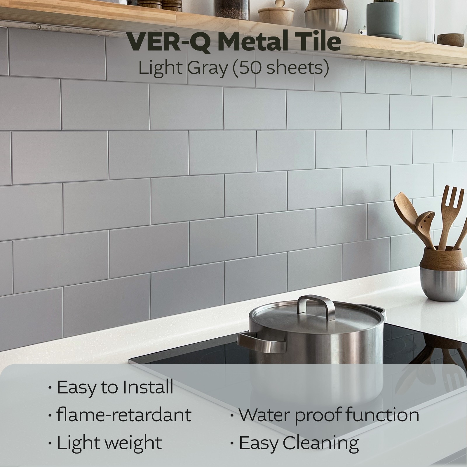 VER-Q Metal Tile Glossy White (50 sheets)- 2 Colors
