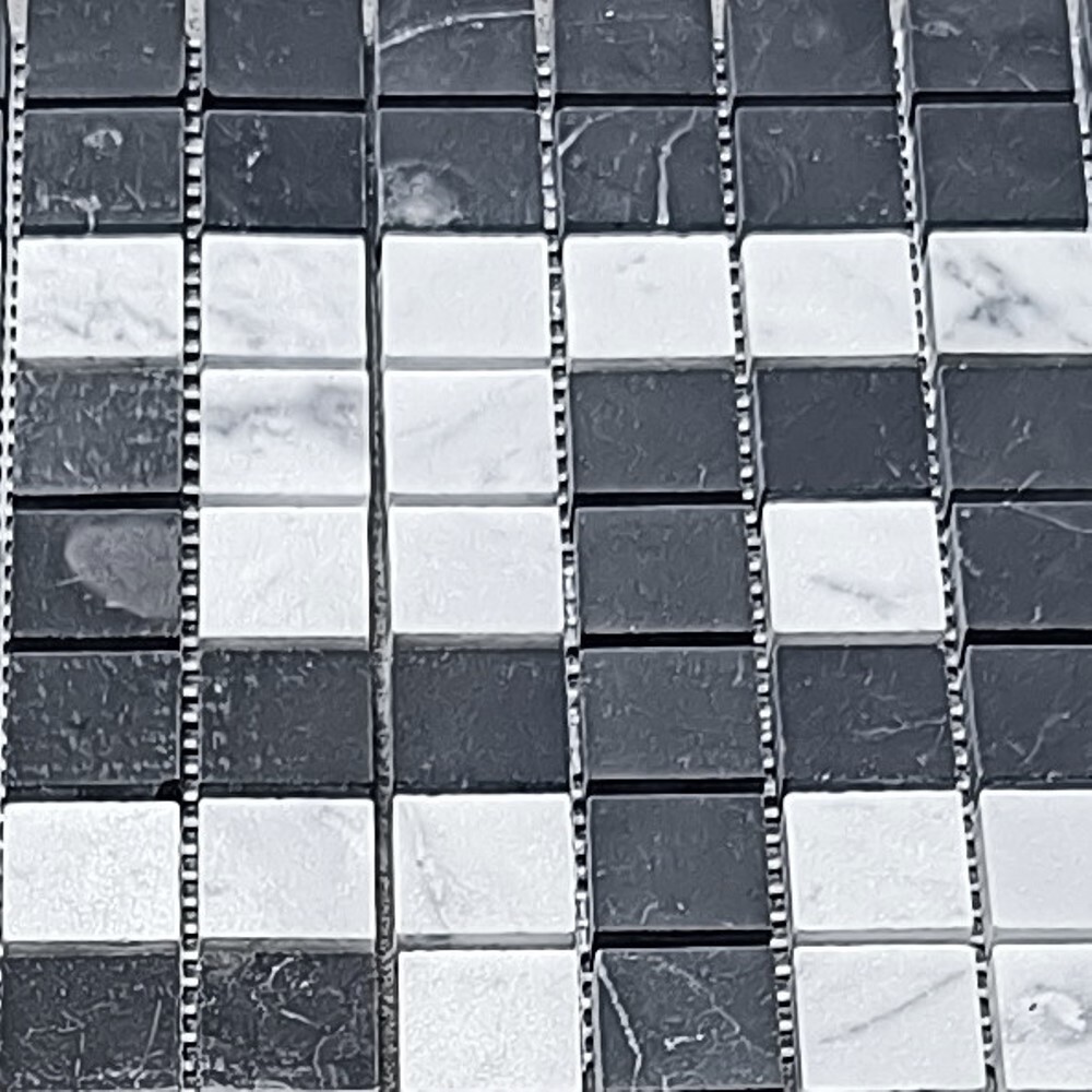 C24C2XH Carrara White Marble Greek Key Mosaic Corner Tile Nero Black Honed