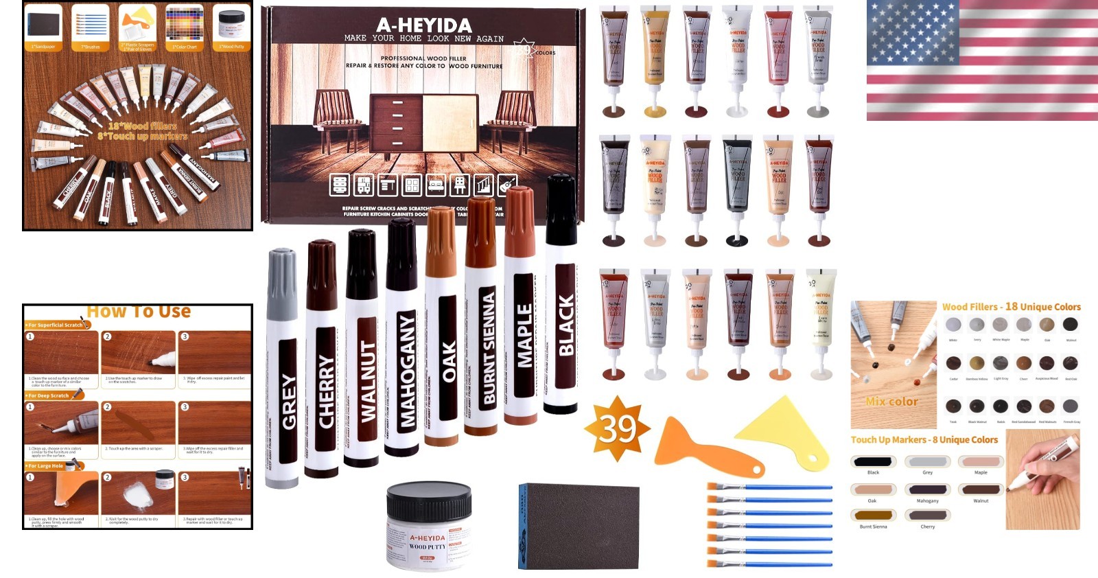 Wood Floor Scratch Repair Kit – 39pcs Furniture Repair Set for Hardwood Laminate