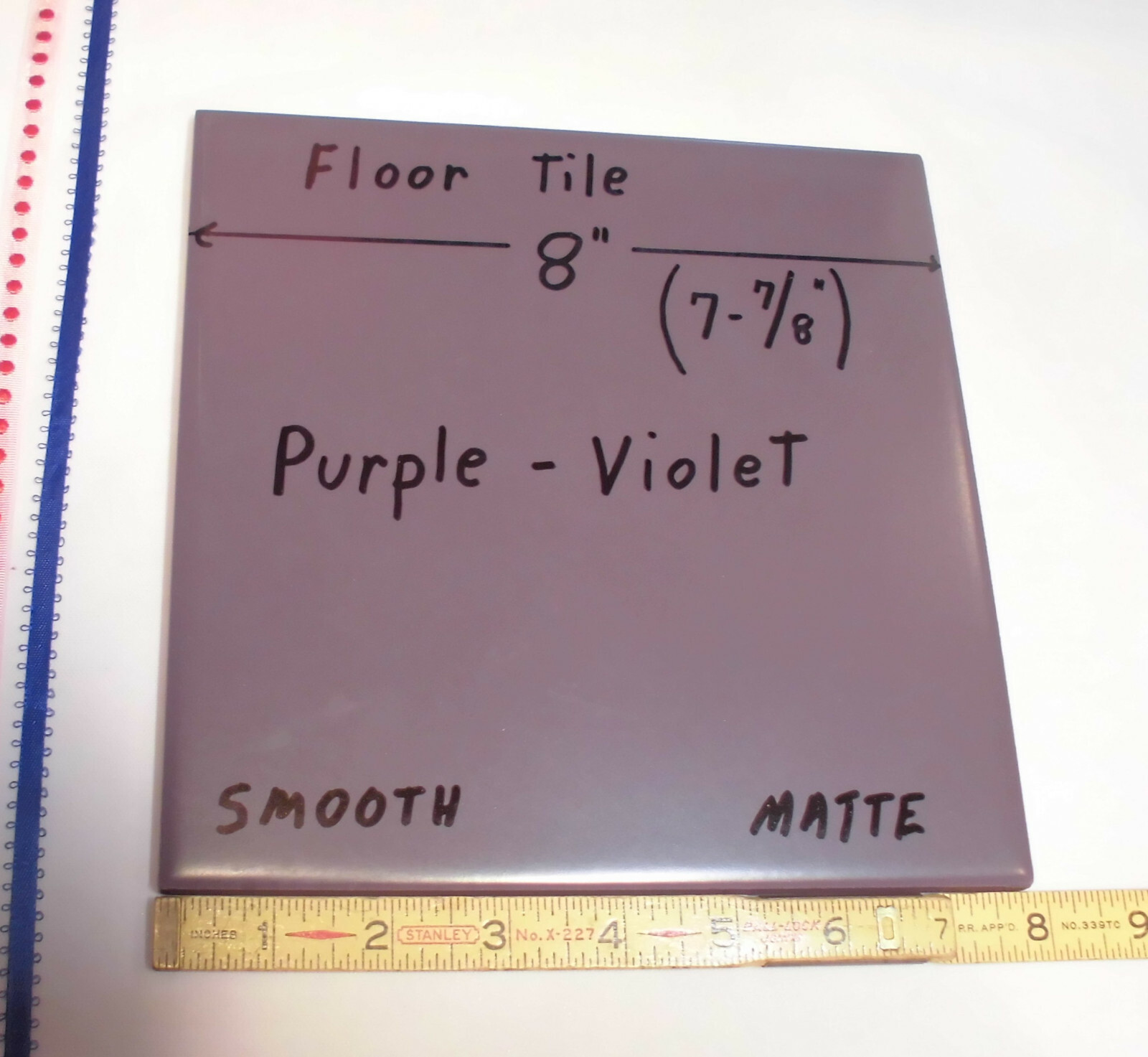 1 pc. *Purple – Violet* Ceramic Floor Tile: 8″ X 8″ Smooth Matte Finish