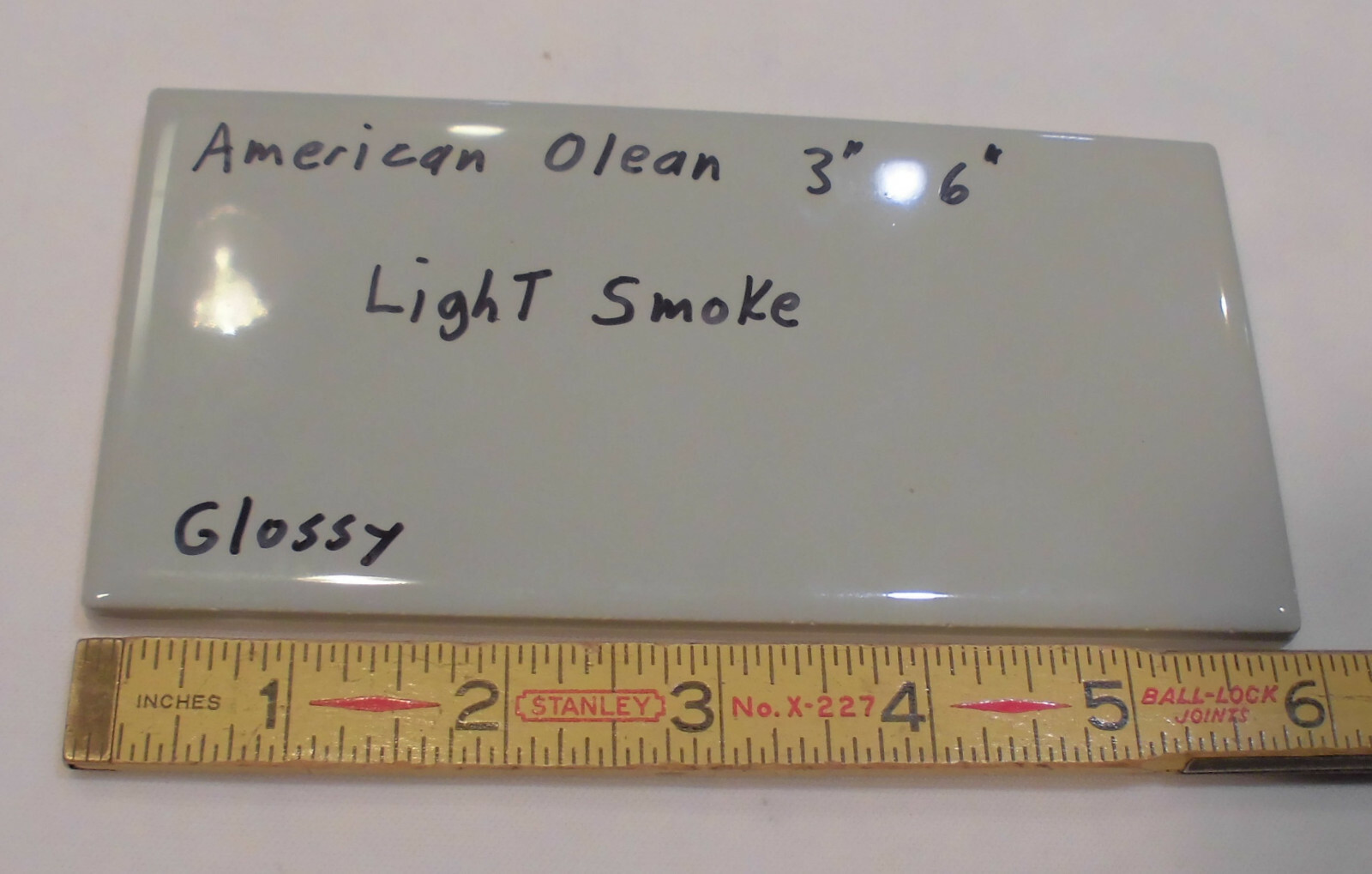 1 pc. Light Smoke Gray: 3″ X 6″ Glossy Ceramic Tile by American Olean Co. NEW