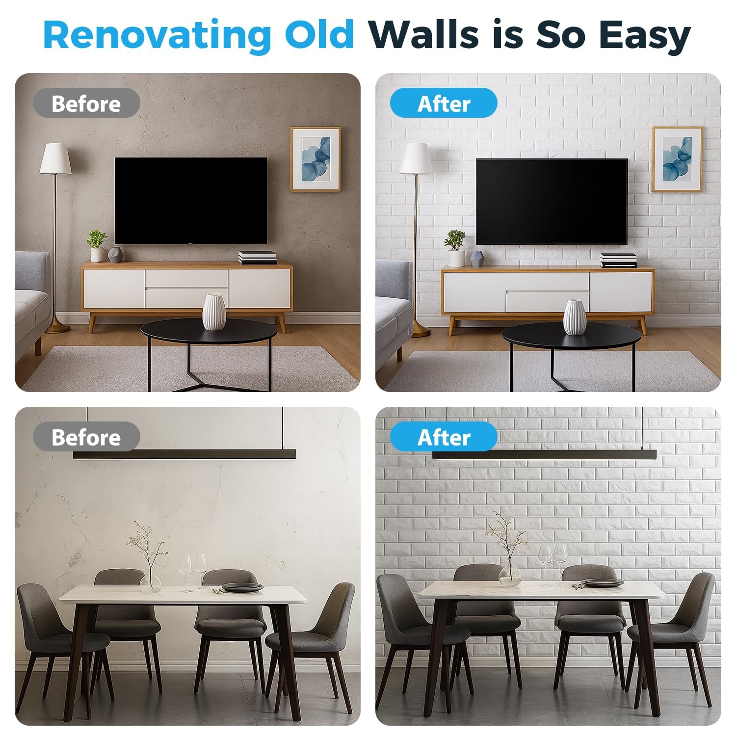 30 Pcs 3D Wall Panels, White Brick Printable 3D Wallpaper Stick and Peel, Sel…