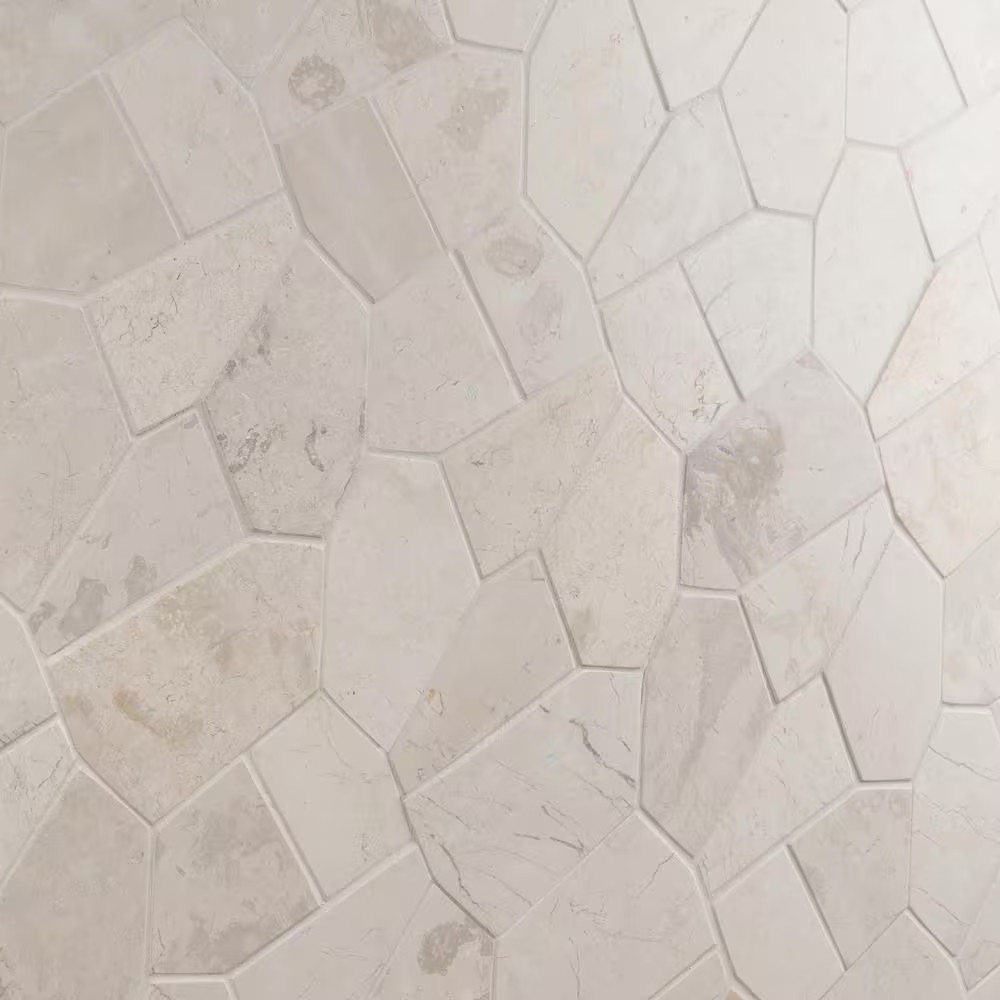 Countryside Organica White 11.81 In. X 19.68 In. Honed Marble Mosaic Floor and W