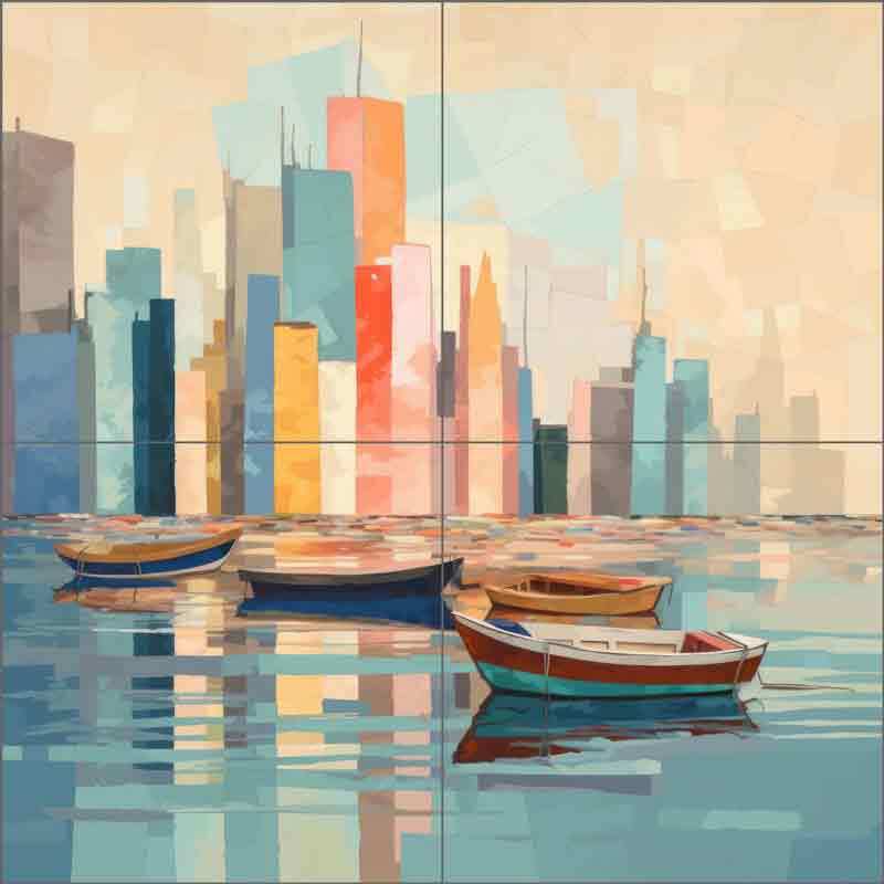 Nautical Tile Backsplash Irena Orlov Abstract Boat Art Mural OB-ORL23937