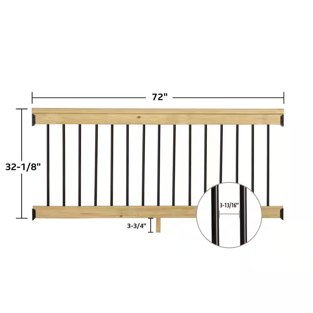 33 In. H X 72 In. W Pressure-Treated Southern Yellow Pine Wood Deck Horizontal R