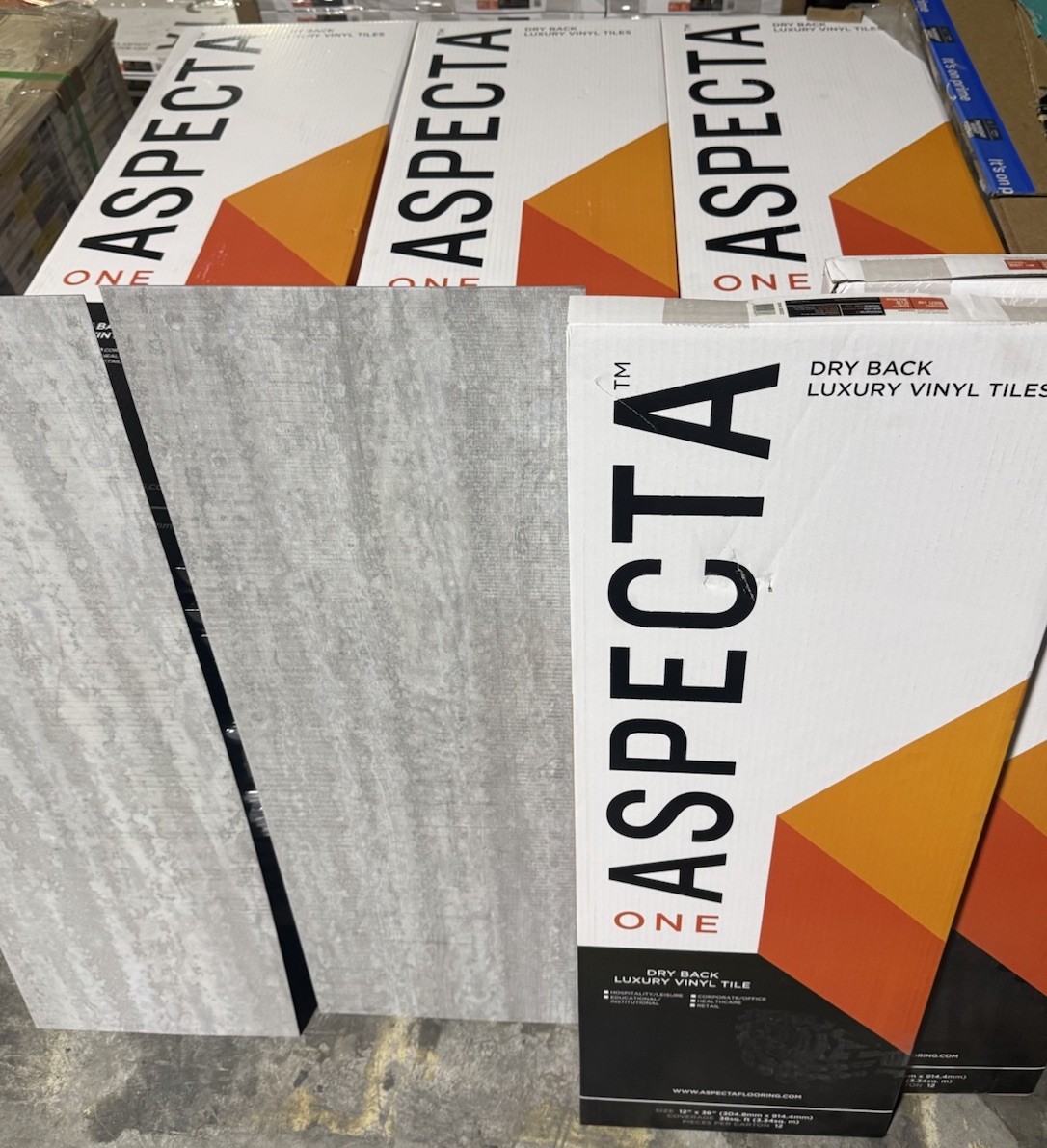 Aspecta One Luxury Vinyl Tile Manor Gray, 22 MIL, 36 SqFt, 12 Pcs, Glue Down