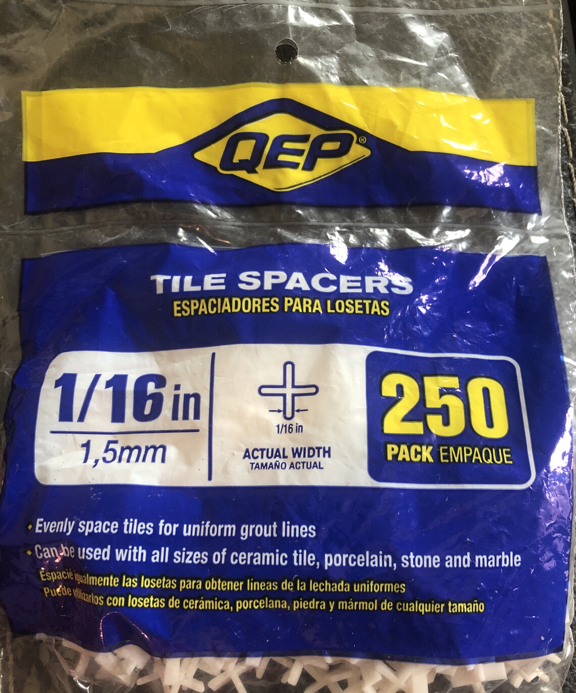 QEP 10006Q 1/16″ Tile Spacers For Spacing Floor Or Wall Tiles , 250 Pieces/Bag