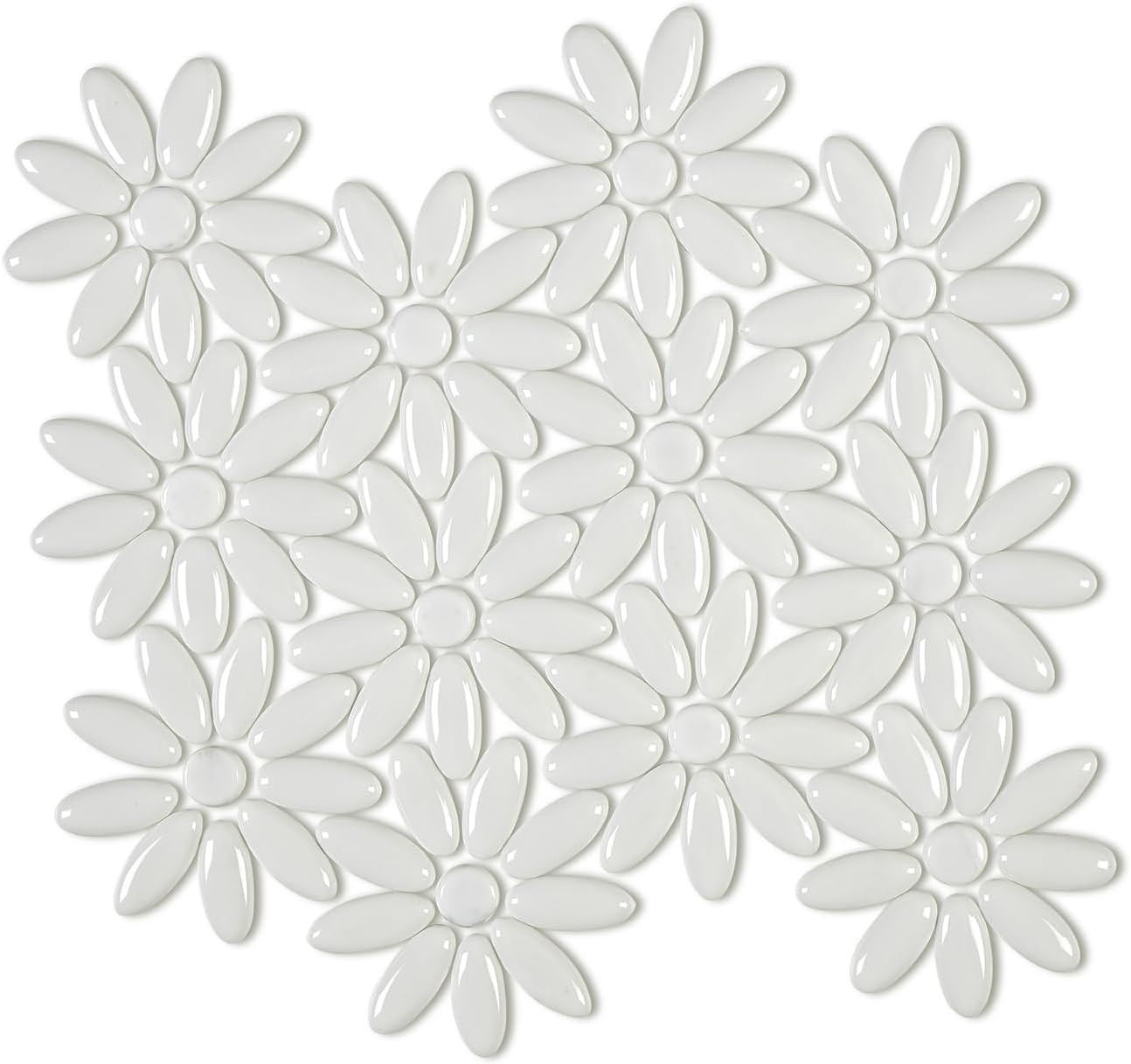 Elegant White Flower Mosaic Tiles – 5 Sheets for Kitchen & Bathroom Decor