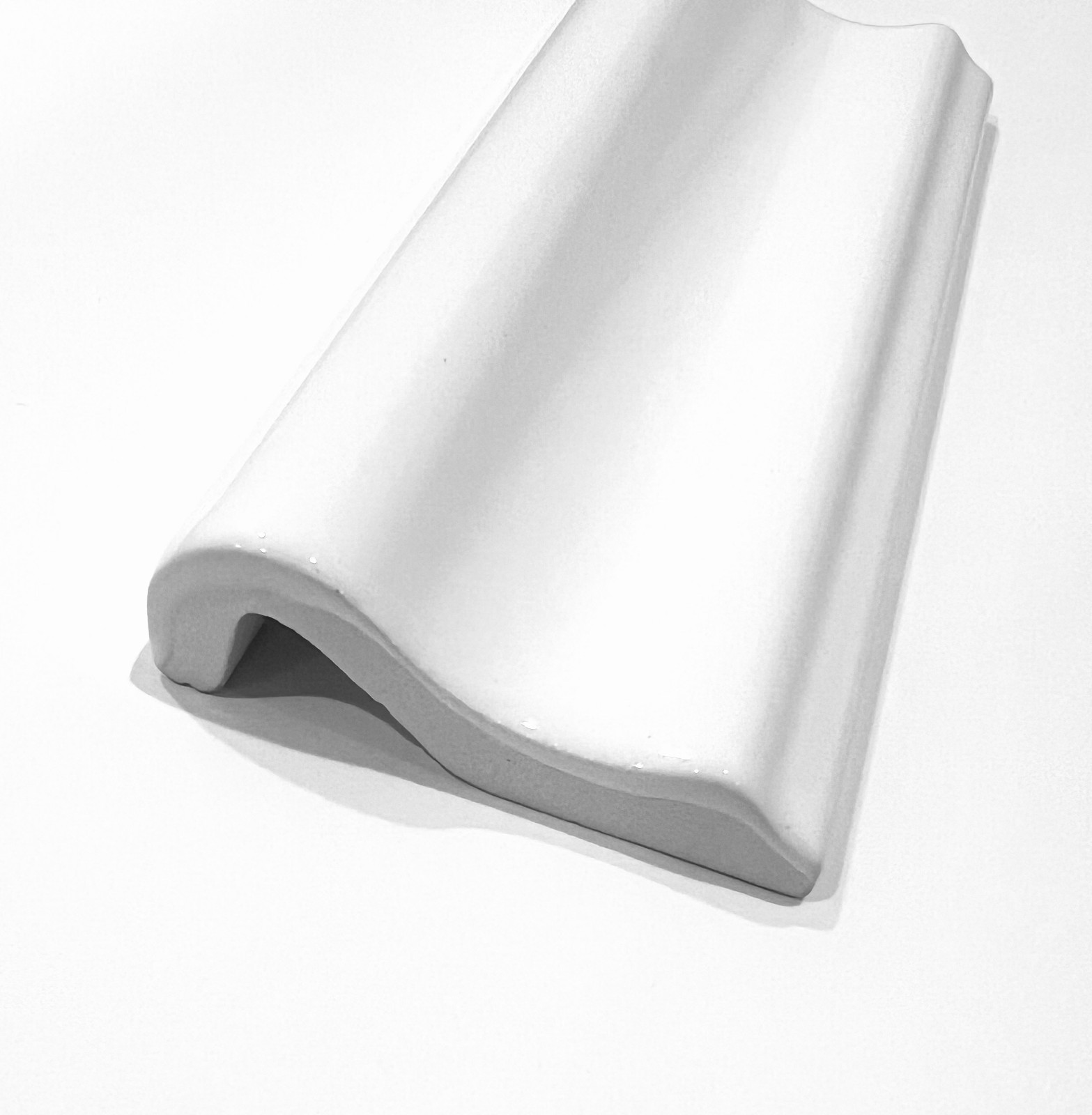 2X6 White Ceramic Single Ogee Molding Trim Piece (Sold per piece)