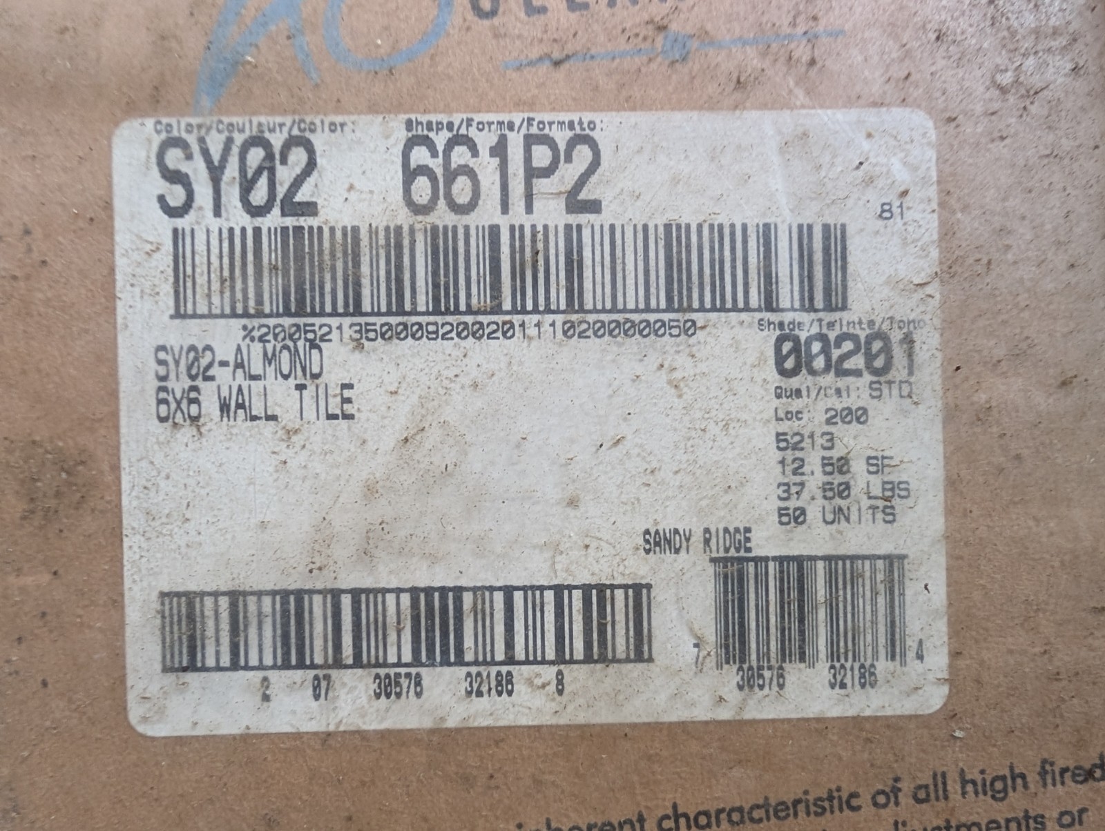 2 pcs American Olean Ceramic Tile Sandy Ridge series “Almond” SY02 6″ Square