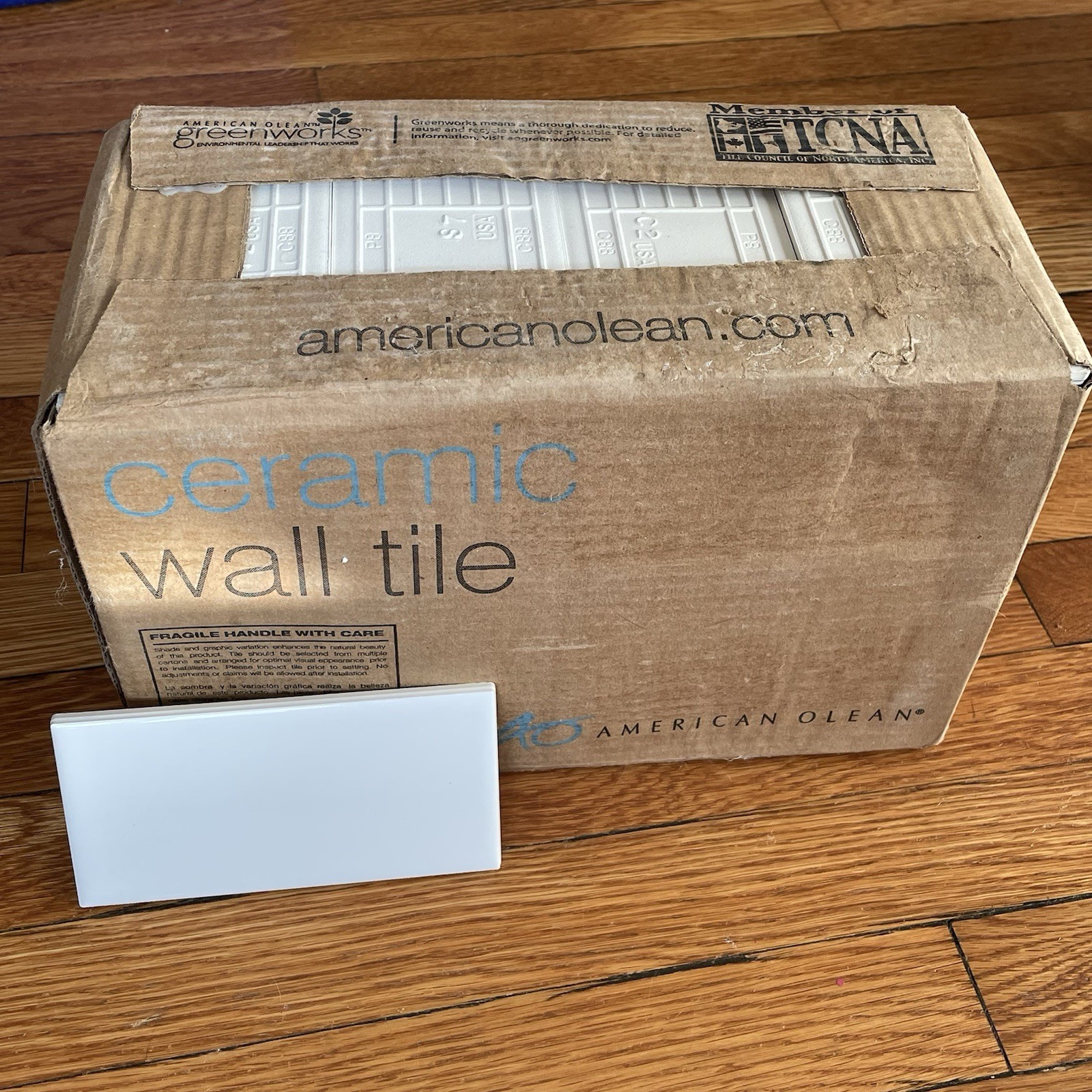 3×6 Ice White Ceramic Subway Tile, American Olean (New Box, 12.5 SF, 100 pc)