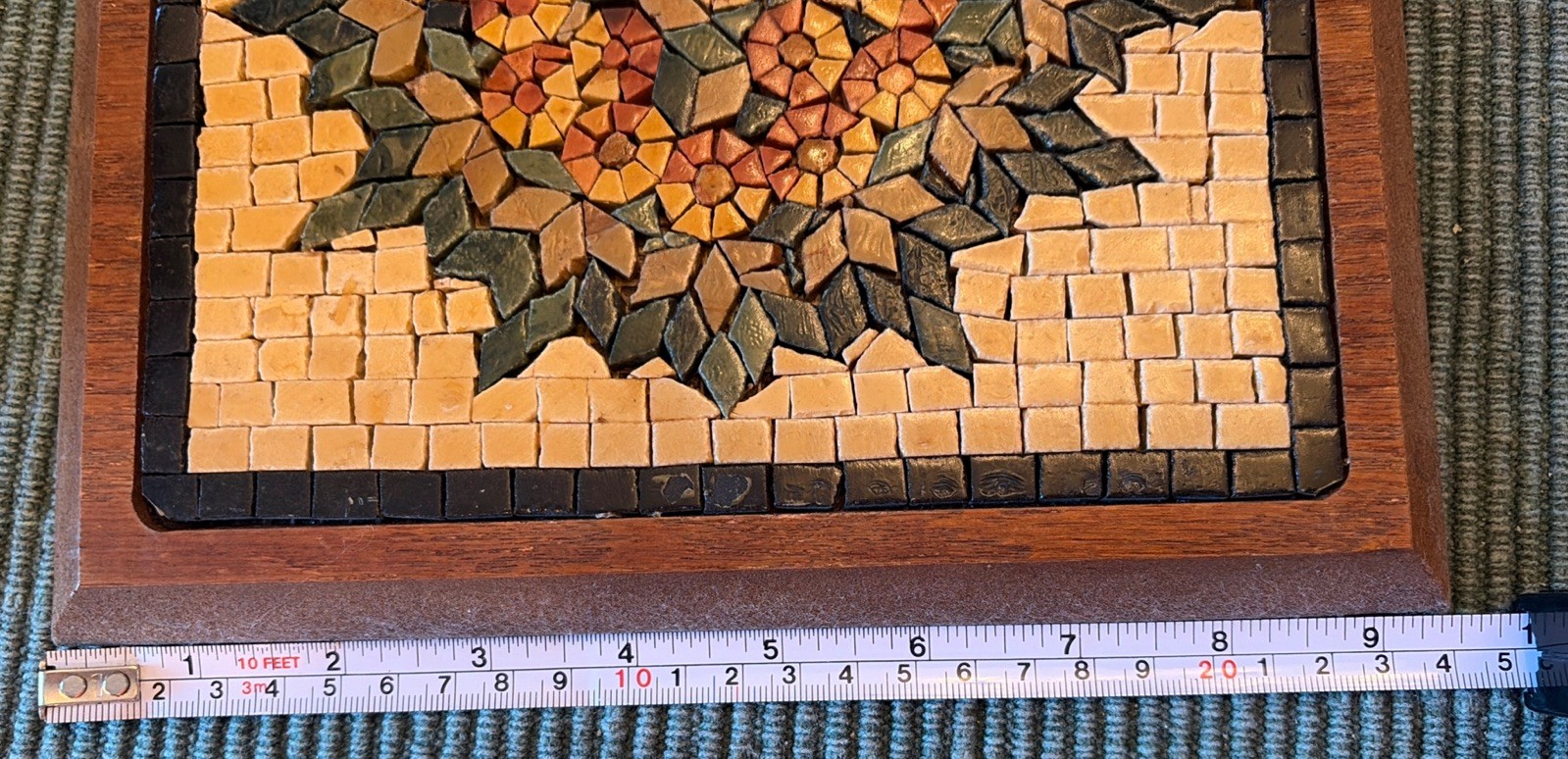 MADABA TREE HAND MADE 9.5” 9.5″ MOSAIC MARBLE TILE ART HOME DECOR VINTAGE WALL