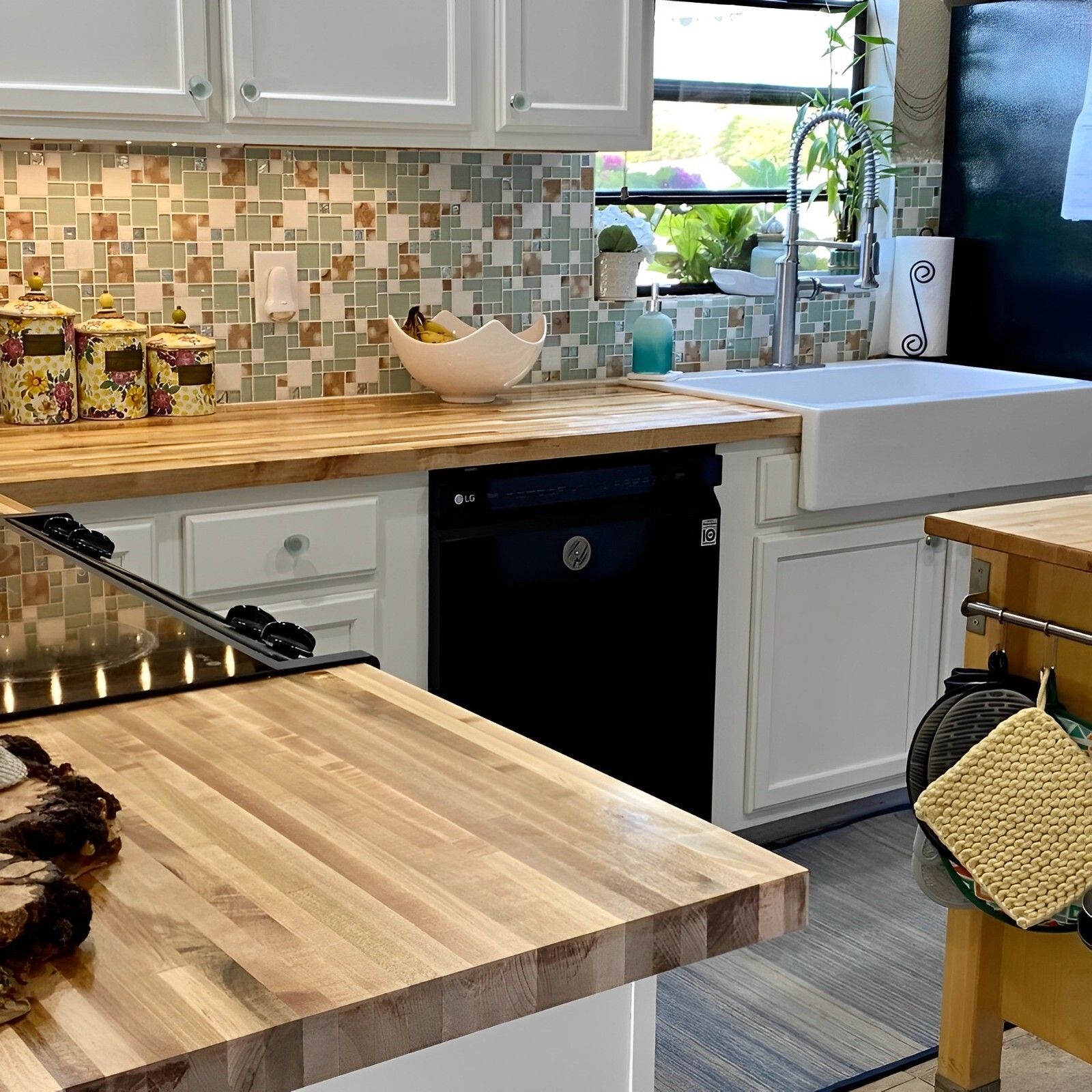 Glass Stone Mosaic Wall Tile Lake Green Beach Style House Coastal Backsplash