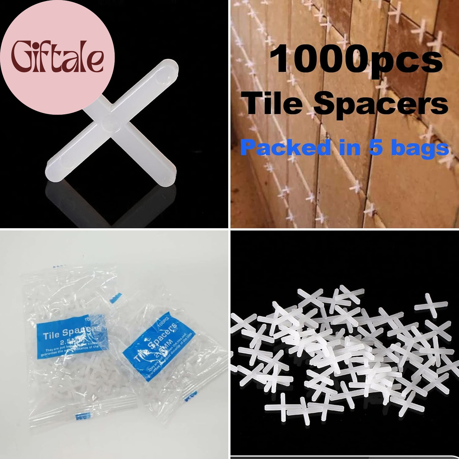 Tile Leveling System Kit with 200Pcs Tile Leveler & 4 Special Wrenches & 1000Pcs