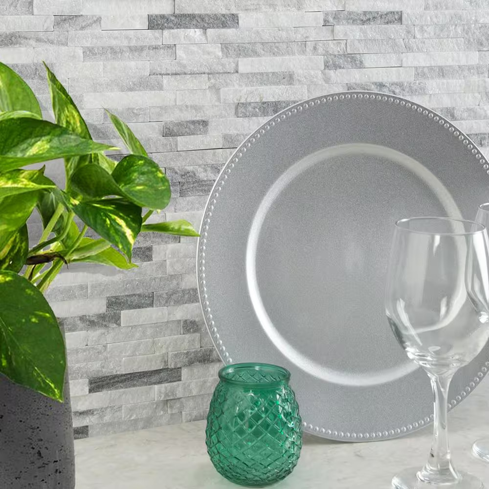 Alaska Gray Split Face 12 In. X 12 In. X 10 Mm Textured Marble Mosaic Tile (10 S