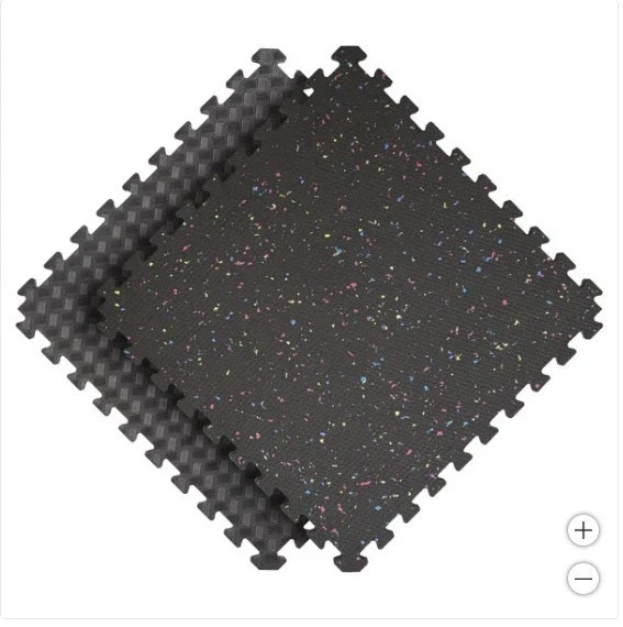Norsk Multi Purpose Floor Tiles 12 Pack Black with Multi Colors Paint Dots (38D)