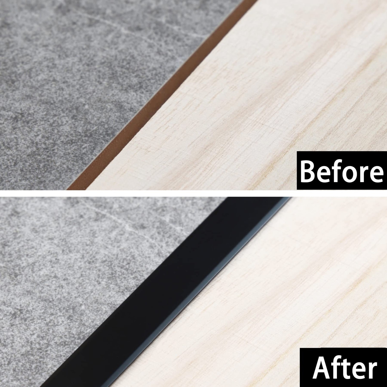 Trimold 3Pcs Aluminum T Molding Trim & Floor 2.9ft x 0.8in, Matte Black