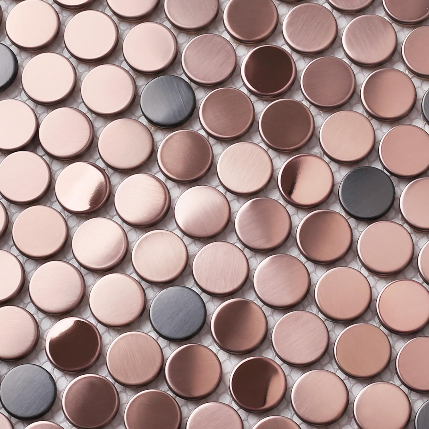 Copper Bronze Penny Round Mosaic Tiles for Kitchen and Bathroom [5 Sheets]